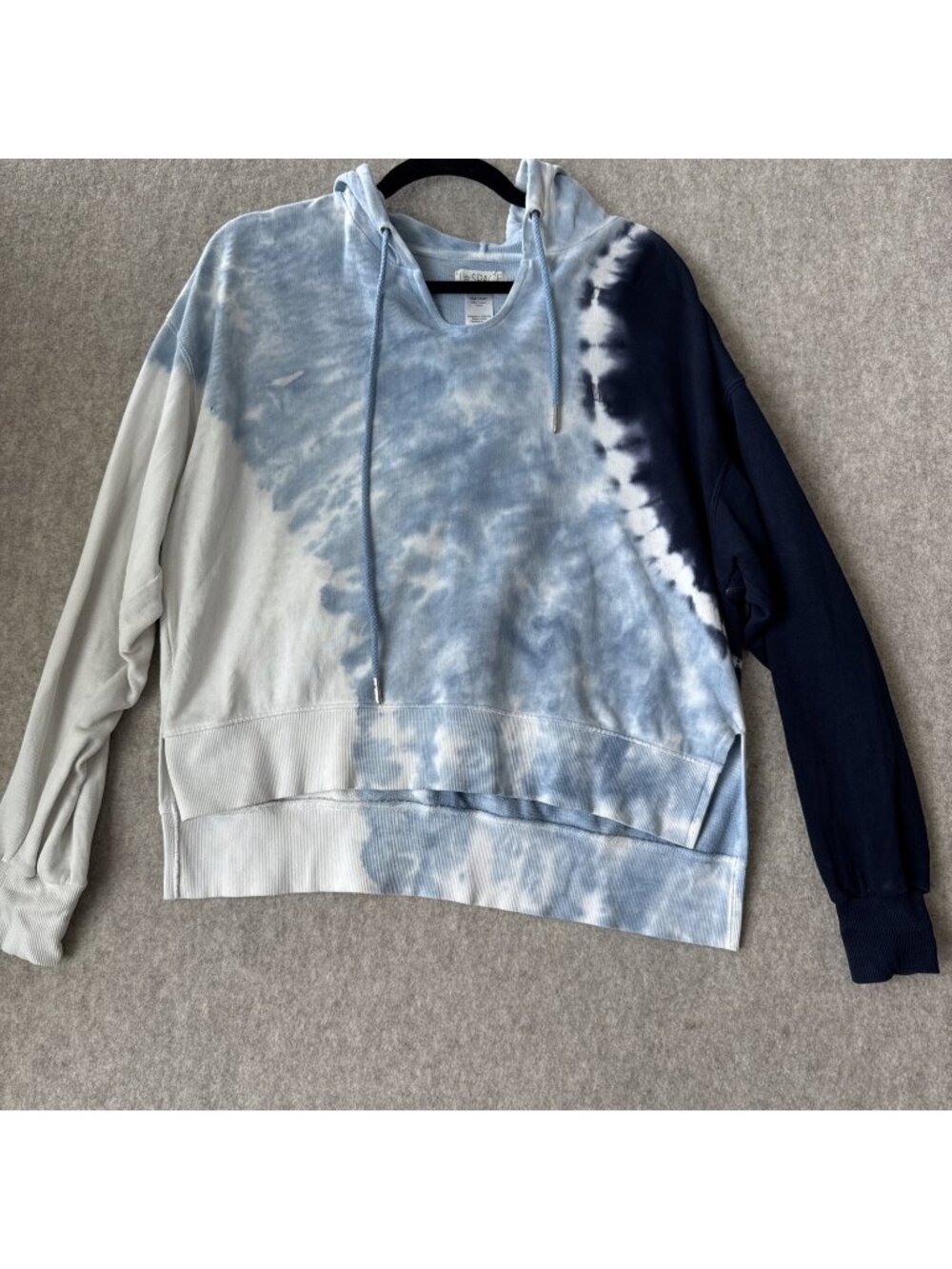 L*Space Hoodie Womens M Blue Tie Dye Pullover Cotton Drawstring Loungewear Beach